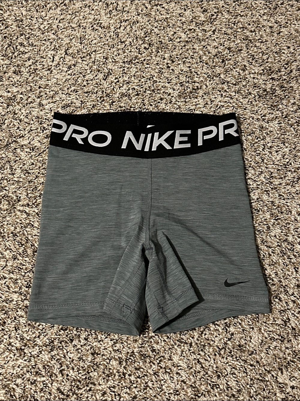 Nike Gray Athletic Compression Shorts with Black NIKE PRO Waistband